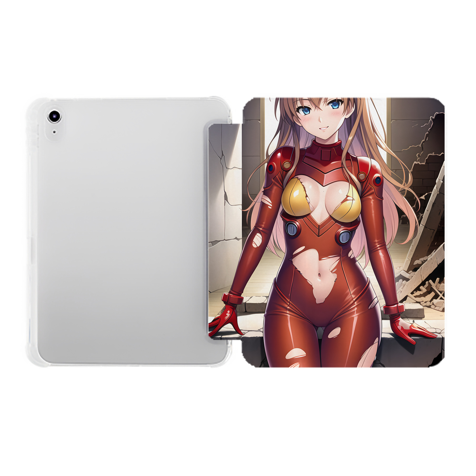 （画像用） EVA 新世紀エヴァンゲリオン IPad ケース ペン収納付き 三つ折りスタンド PUレザー×シリコン 対応機種9.5/10.5/10.9インチ